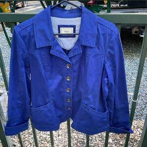C-TRIA Royal Blue Button-Front Women's Blazer